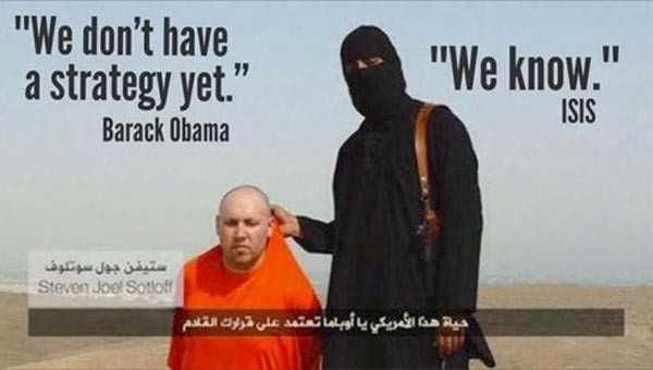 테러조직 '대쉬(ISIS)'가 발호한 뒤에도 오바마 대통령은 이에 대한 구체적인 대응전략을 내놓지 않아 많은 비난을 받았다. 사진은 오바마의 '대쉬(ISIS)' 대응전략을 비꼬는 패러디. ⓒ트루스 리볼트 org 화면 캡쳐