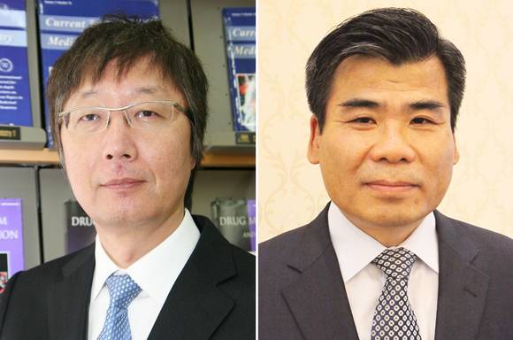 ▲ (사진 왼쪽부터) 한미약품연구센터 권세창 부사장, 서귀현 전무ⓒ한미약품