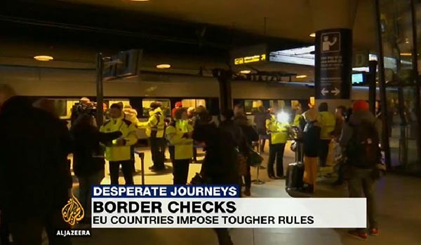 ▲ 세계 주요언론들은 덴마크와 스웨덴이 국경통제를 시작한 소식을 주요 기사로 다뤘다. ⓒ알 자지라 방송 보도화면 캡쳐