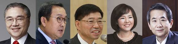 ▲ (왼쪽부터)유지수 국민대 총장, 유병진 명지대 총장, 구기헌 상명대 총장, 심화진 성신여대 총장, 신구 세종대 총장.