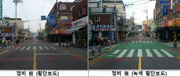 ▲ 안전마을 만들기 전후 비교 사진(부천시 심곡본동) ⓒ 경기도