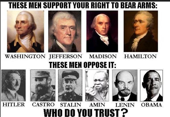 ▲ 오바마 대통령의 총기규제명령에 반대하는 미국인들이 만든 패러디. 미국인에게 총기는 무기가 아닌 분신이나 다름없다. ⓒ美유니버셜 프리 프레스 닷컴 화면캡쳐