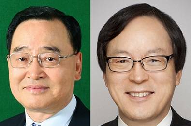 ▲ 정홍원 전 국무총리(왼쪽), 김용환 NH농협금융지주 회장.