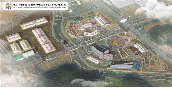 ▲ ‘2017 제천국제한방바이오산업엑스포’ 행사장 조감도. ⓒ충북도