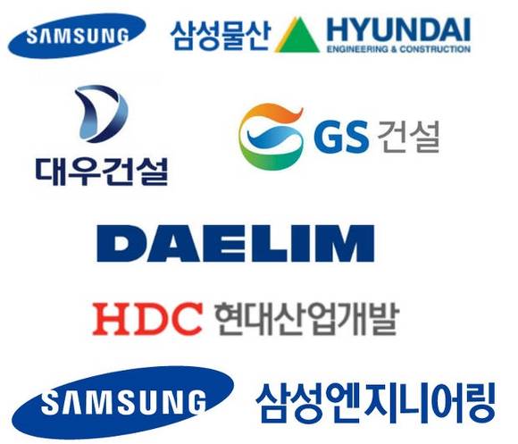 ▲ 상장 건설사들의 지난해 4분기 실적 발표가 금주 시작된다. 사진은 상장 건설사 로고.ⓒ각 사