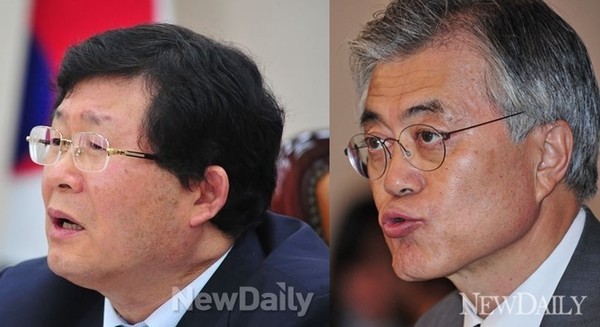 ▲ 더불어민주당 문재인 의원(오른쪽)과 설훈 의원.ⓒ뉴데일리
