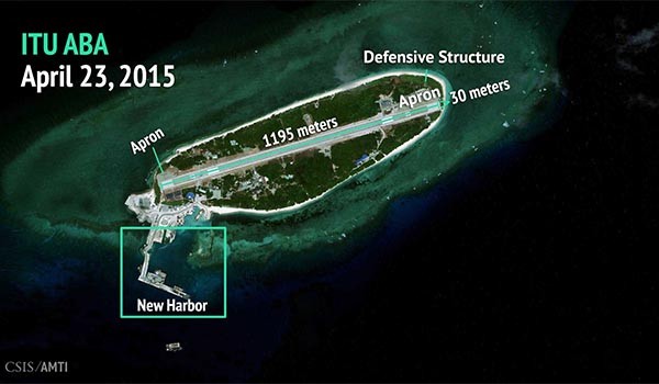 ▲ '친중파 ' 마잉주 現대만 총통이 찾을 예정인 남중국해 '다이핑다오(영어 이름 이투 아바)'의 위성사진. ⓒ美국제전략문제연구소(CSIS) 홈페이지 캡쳐