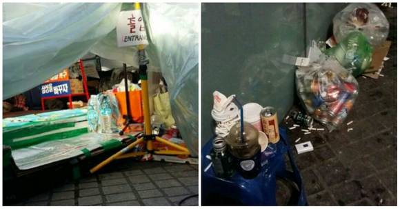 ▲ 반올림의 농성장 모습. ⓒ뉴데일리경제 최종희 기자.