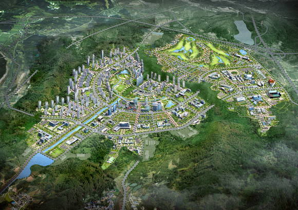 ▲ 원주시와 춘천시 아파트값 차이는 계속 줄어들고 있다. 사진은 원주시에 들어서는 원주기업도시 조감도.ⓒ원주기업도시