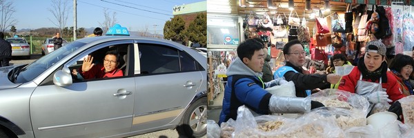 ▲ 김문수 후보(왼쪽)가 5일 대구에서 택시체험을 하며 설 민심을 들었다. 김부겸 후보 또한 이날 서문시장을 찾아 상인들을 만나며 설 민심을 청취했다.ⓒ김문수, 김부겸 후보 측 제공