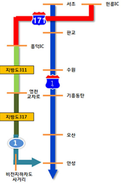 ▲ 경부고속도로 양재~안성 구간 우회도로.ⓒ국토부