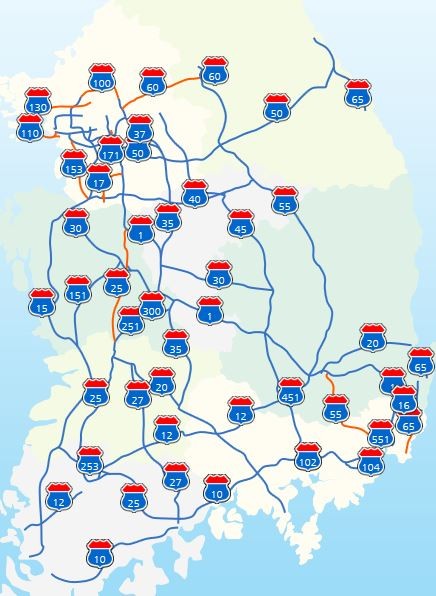 ▲ 대한민국 고속도로 노선도.ⓒ한국도로공사