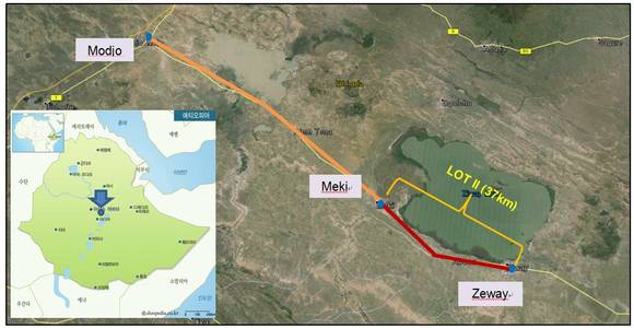 ▲ 에티오피아 고속도로 위치도.ⓒ대우건설