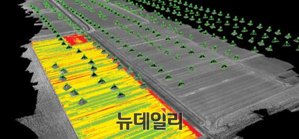 ▲ 드론으로 촬영한 농업생장 멀티 스펙트럼 항공촬영 결과물  ⓒParrot 제공