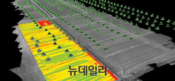 ▲ 드론으로 촬영한 농업생장 멀티 스펙트럼 항공촬영 결과물  ⓒParrot 제공