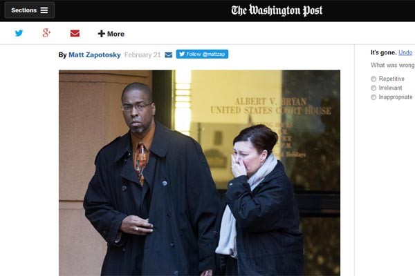 ▲ 지난 21일(현지시간) 美워싱턴포스트는 다시 한 번 '제프리 스털링' 前CIA 요원의 하소연을 전했다. WP는 제프리 스털링과 전화, 메일을 통해 연락을 주고 받고 있다고 한다.  ⓒ워싱턴포스트 관련보도 화면캡쳐