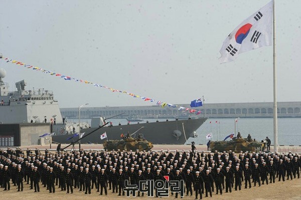 ▲ 2월 26일 거행된 제주민군복합항 준공식 행사. ⓒ뉴데일리 정재훈 기자