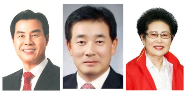 (왼쪽부터) 새누리당 김종필, 더불어민주당 송기섭, 무소속 김진옥 예비후보.ⓒ충북도선거관리위원회