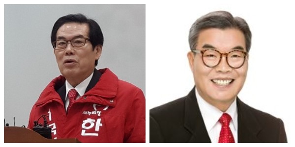 ▲ 새누리당 충북 청주시 서원구 한대수 예비후보(왼쪽)와 최현호 예비후보.ⓒ새누리당 충북도당·김종혁 기자