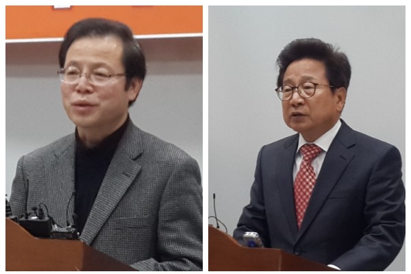 ▲ 새누리당 탈당후 무소속 출마를 선언한 청주 흥덕의 김준환(왼쪽), 청원의 권태호 예비후보.ⓒ김종혁 기자