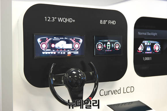 ▲ 차량용 계기판으로 활용되는 LG디스플레이 LCD 패널. ⓒ뉴데일리 윤진우 기자