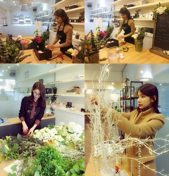▲ 드림스톤엔터테인먼트에 위치한 화훼 매장(이네스플라워)에서 꽃을 손질 중인 오인혜.