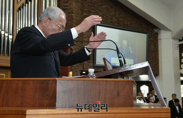 ▲ 축사하는 광림교회 김선도 감독 ⓒ뉴데일리 정상윤