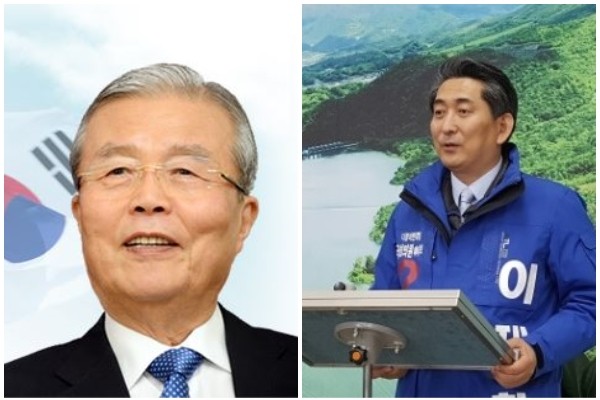 ▲ 더불어민주당 김종인 대표(왼쪽)와 이재한 후보(보은·옥천·영동·괴산).ⓒ이재한 후보 선거사무소