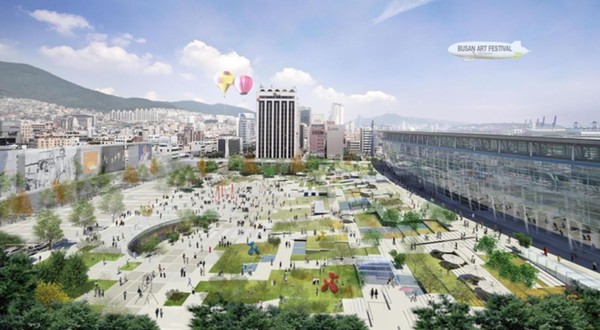 ▲ 원도심 창조경제플랫폼 구축사업으로 변화할 부산역 광장 조망도ⓒ부산시