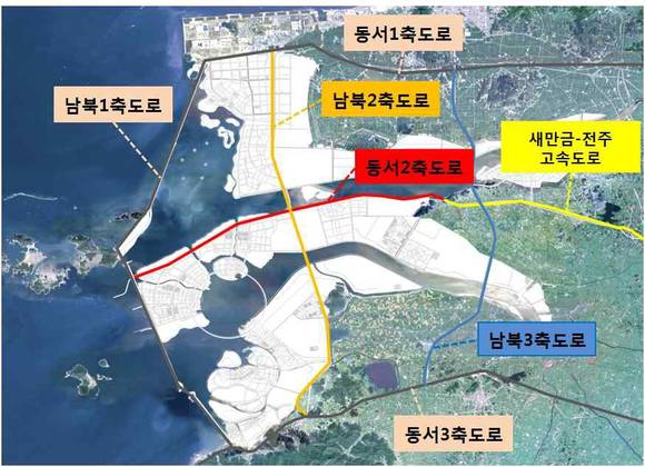 ▲ 디오션시티와 새만금 개발로 뜨거운 전북 군산시에 올해도 건설사들이 몰릴 전망이다. 사진은 새만금 도로개발 관련 자료사진.ⓒ새만금개발청