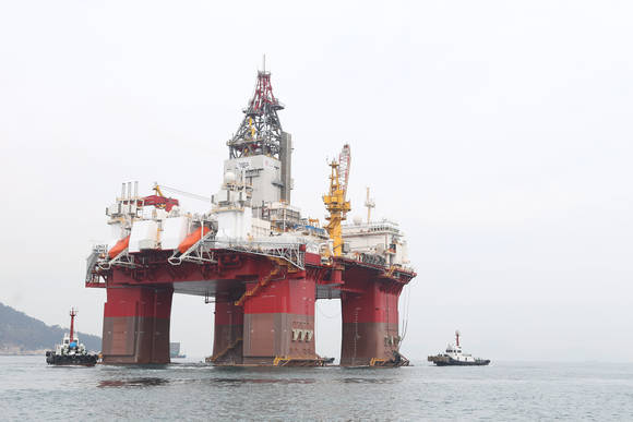 ▲ 송가 프로젝트의 마지막 4호선인 반잠수식 시추선의 모습.ⓒ대우조선해양