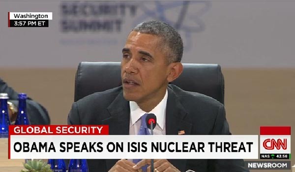 ▲ 버락 오바마 美대통령과 데이비드 캐머런 英총리는 핵안보 정상회의에서 테러조직이 핵물질을 입수, 드론을 활용한 '더러운 폭탄' 테러를 일으킬 가능성을 경고했다. ⓒ美CNN 관련보도 화면캡쳐
