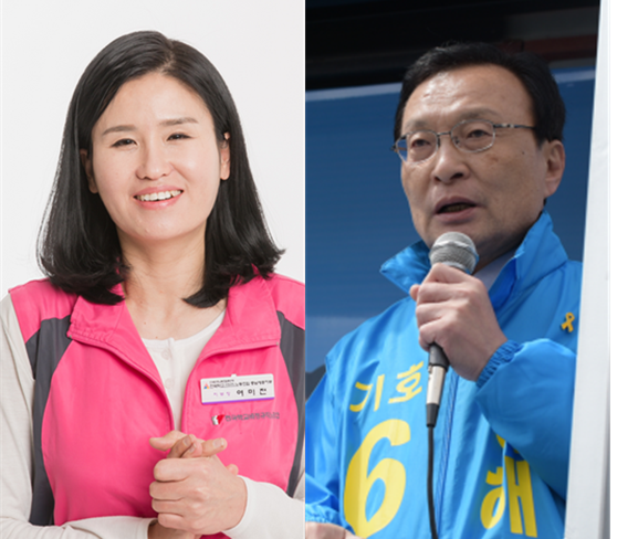 ▲ 사진은 좌측이 민중연합당 여미전, 무소속 이해찬 후보.ⓒ신현구 기자