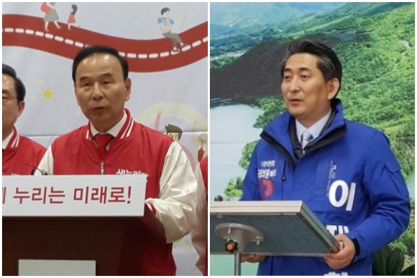 ▲ 새누리당 박덕흠 후보(왼쪽)와 더불어민주당 이재한 후보.ⓒ김종혁 기자