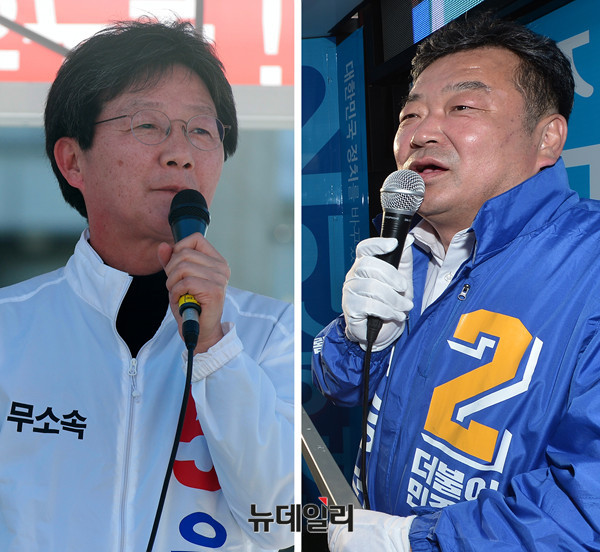 ▲ 5일 오후 불로시장과 방천시장을 유승민 후보와 이승천 후보가 각각 찾아 유세를 하고 있다. ⓒ