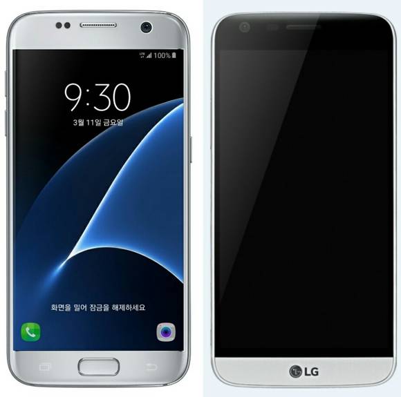 ▲ 갤럭시S7(왼쪽)과 LG G5(오른쪽). ⓒ각사