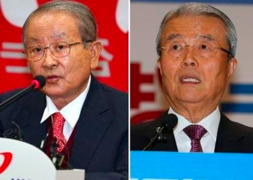 ▲ 새누리당 강봉균 공동선거대책위원장과 더불어민주당 김종인 대표. ⓒ조선닷컴 DB