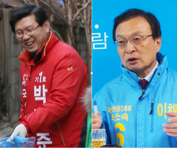 ▲ 새우리당 박종준 후보(왼쪽)와 무소속 이해찬 후보.ⓒ신현구기자