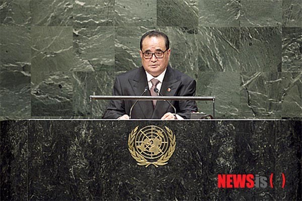 ▲ 2014년 9월 유엔에서 연설하는 리수용 北외무상. 리수용은 오는 22일(현지시간) 뉴욕에서 열리는 파리 기후변화협정 서명식에 참석하기 위해 미국에 갈 예정이다. ⓒ뉴시스. 무단전재 및 재배포 금지.