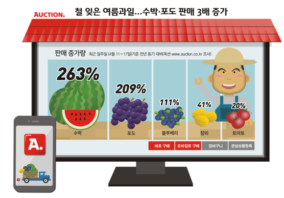 ▲ 철 잊은 여름 과일… 수박∙포도 판매 세 배 증가 ⓒ 옥션