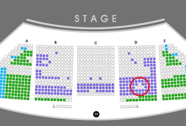 ▲ 이수가 출연할 예정이었던 '모차르트!' 회차의 좌석 배치도.  ⓒ EMK뮤지컬컴퍼니