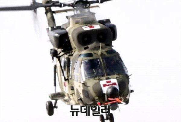 ▲ 지난 1월 항공후송전용헬기 시험비행모습.ⓒKAI