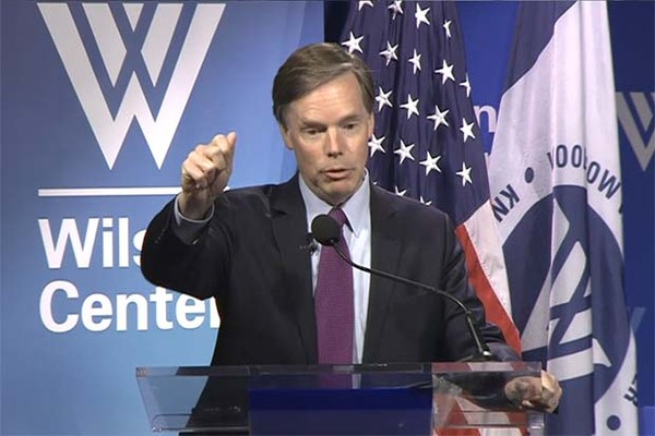 ▲ 미국의 닉 번스 전 국무부 차관이 6일 워싱턴 DC 윌슨센터에서 연설하고 있는 모습. 사진제공-윌슨센터