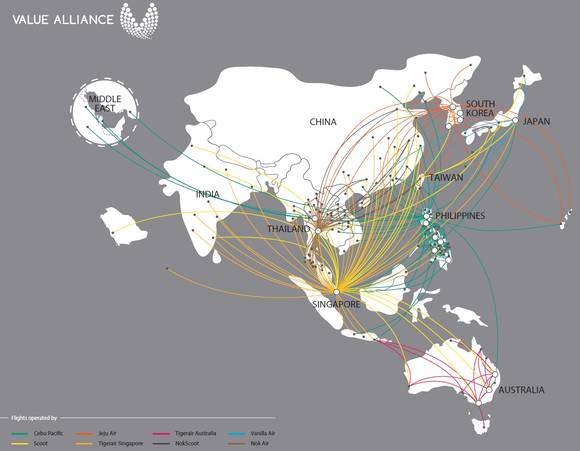 ▲ 밸류 얼라이언스 노선도.ⓒ제주항공