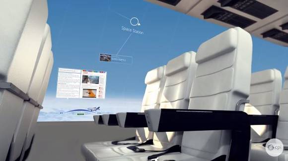 ▲ 영국 프로세스혁신센터(CPI)가 공개한 OLED 디스플레이로 뒤덮인 창문없는 비행기 컨셉 이미지 2. ⓒCPI