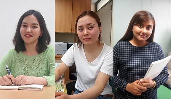 ▲ (왼쪽부터)외국인 유학생 디요라(우즈베키스탄·덕성여대 2학년), 다리수렌(몽골·한성대 15학번), 수 미앗 나잉(미얀마·동국대 일반대학원 2학년).ⓒ뉴데일리경제