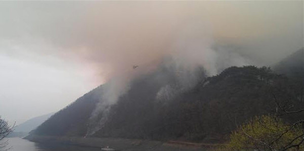 ▲ 지난 4월 충주 수안보 산불 모습.ⓒ충주국유림관리소