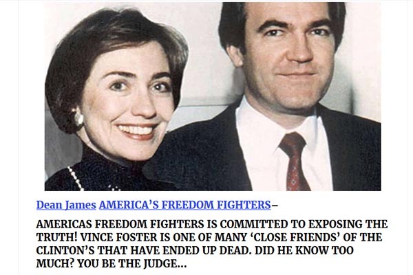 ▲ 젊은 시절 힐러리 클린턴과 빈센트 포스터의 모습. 불륜관계였다는 설도 있다. 美우파 진영에서는 힐러리 클린턴이 1993년 7월 '빈센트 포스터'의 사망과 깊은 연관이 있다는 설에 큰 관심을 갖고 있다. ⓒ美아메리카 프리덤 파이터스 닷컴 화면캡쳐