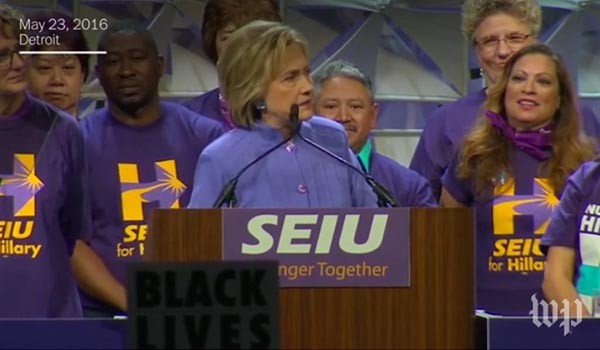 ▲ 지난 5월 23일 디트로이트에서 유세 중인 힐러리 클린턴 前국무장관. ⓒ워싱턴포스트 영상뉴스 캡쳐