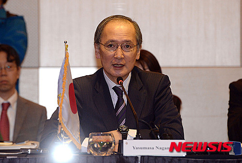 ▲ 지난달 12일 오전 한중일 FTA 7차 수석대표협상에 참석한 일본 측 수석대표 나가미네 야스마사 日외무성 경제담당 외무심의관.ⓒ뉴시스.